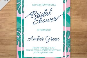 Bridal shower invitation with green leaves