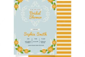 Bridal shower invitation with orange elements