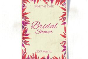 Bridal shower invitation with red and purple plants