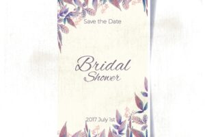 Bridal shower invitation with watercolor vegetation