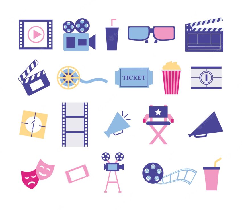 Bundle of cinema entertainment set icons