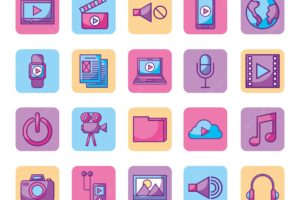 Bundle of media player icons