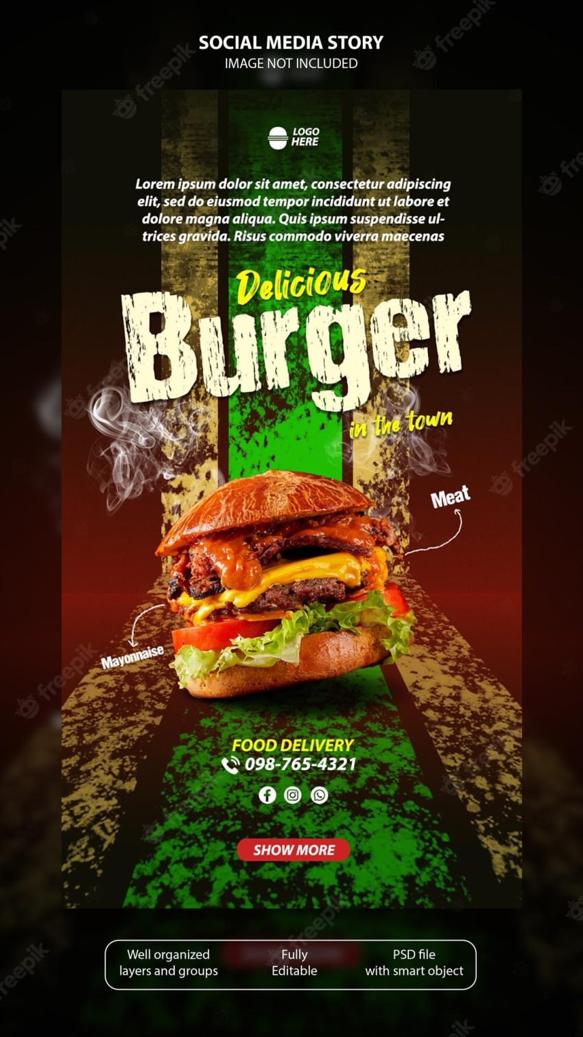 Burger food social media story