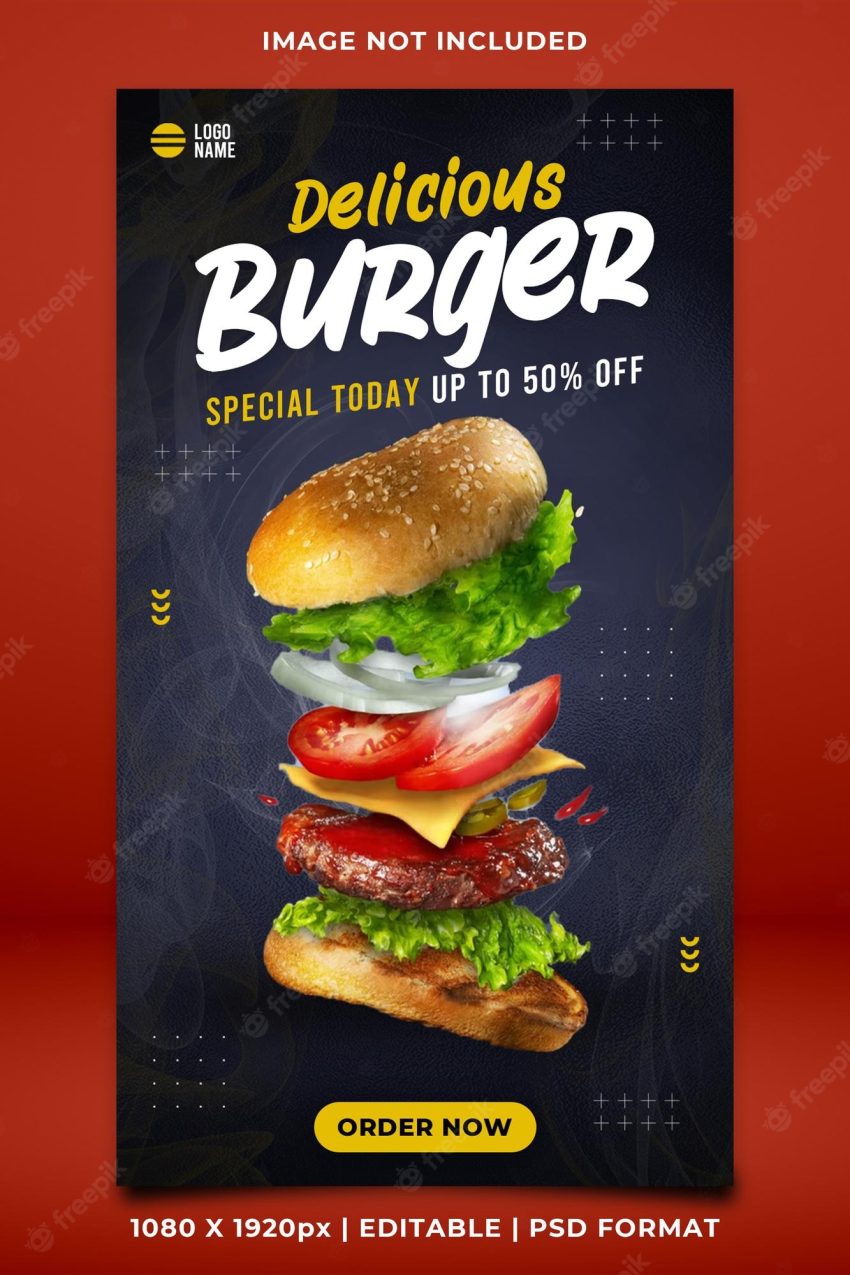 Burger menu special offer social media story
