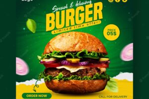 Burger sale social media instagram post template design