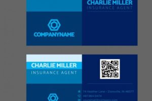 Business card in blue tones