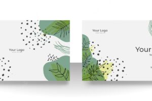 Business card design with nude tan champagne soft pastel brown organic elegant pattern. modern concept with liquid, blob, brush, floral, leaves, line, beauty decoration art. vector illustration