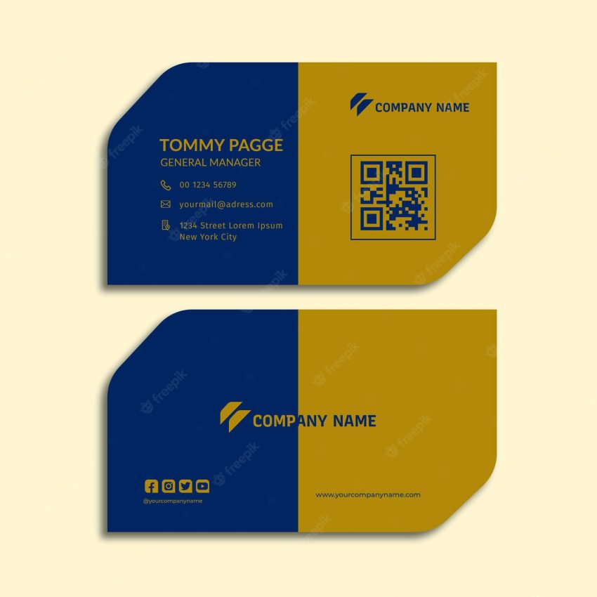 Business card modern blue and gold color professional template