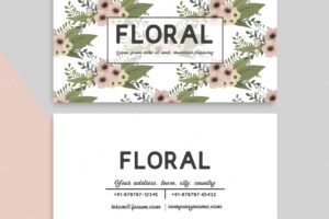 Business card template set with watercolor flowers