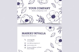 Business card template with floral design
