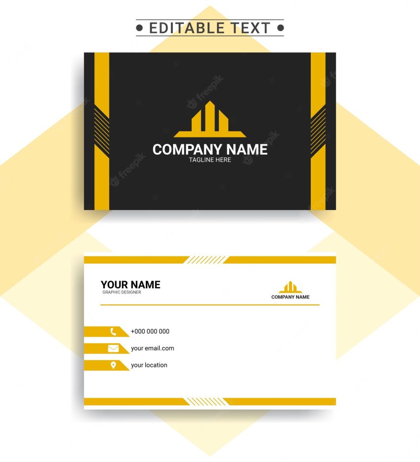 Business card template with yellow line