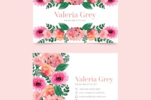 Business card with elegant floral template
