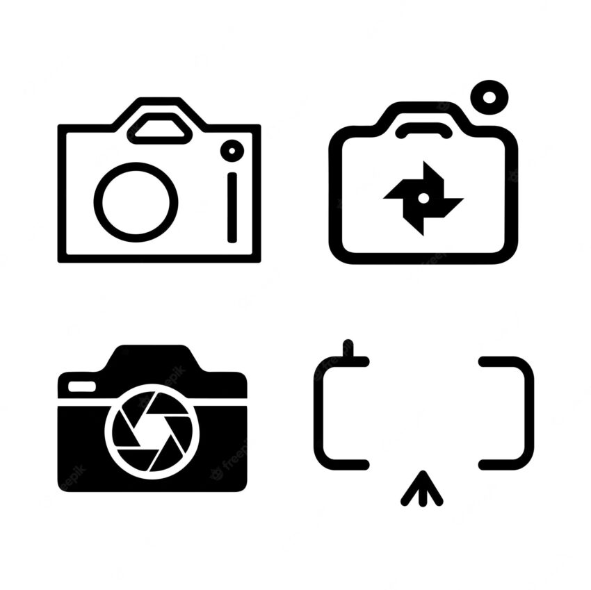 Camera icons in flat style for photography on white background. vector illustration.