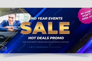 Car dealer business horizontal sale banner template