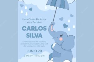 Cartoon chuva de amor baby shower invitation