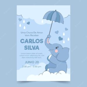 Cartoon chuva de amor baby shower invitation