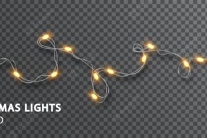 Christmas lights isolated. glowing led garland on transparent background