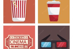 Cinema entertainment set icons