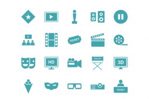 Cinema icons set vector
