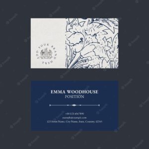 Classy business card template psd with logo and floral graphic