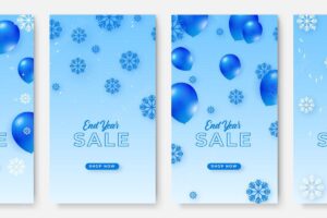 Collection of abstract background designs, winter sale, social media promotional content. vector illustration