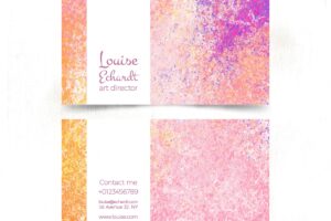 Colored visiting card in watercolor style