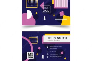 Colorful business card template with geometric design
