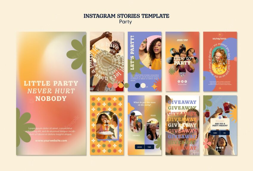 Colourful party instagram template design