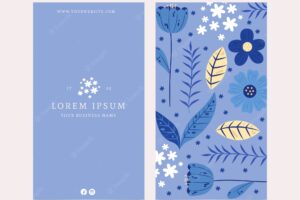 Company card with beautiful flowers and leaves