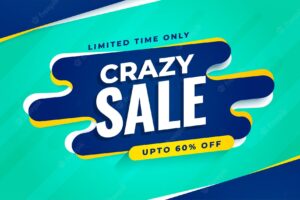 Creative crazy sale banner with discount coupon in paper cut design