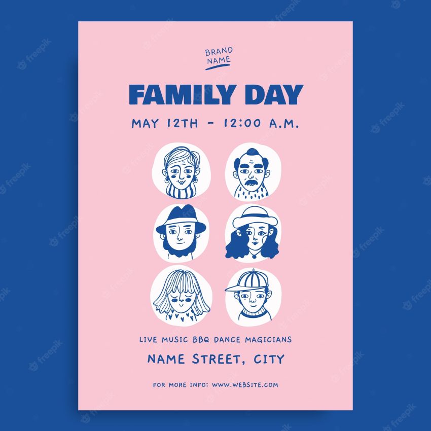 Creative hand drawn family day flyer