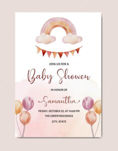 Cute baby shower watercolor invitation card