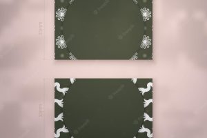 A dark green business card with vintage white ornaments for your personality