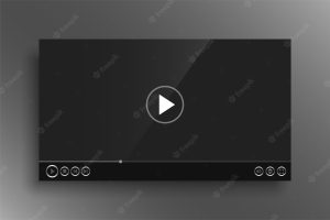 Dark video player with shiny silver buttons