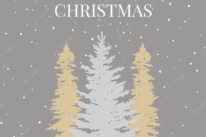 Decorative christmas background with hand drawn trees design