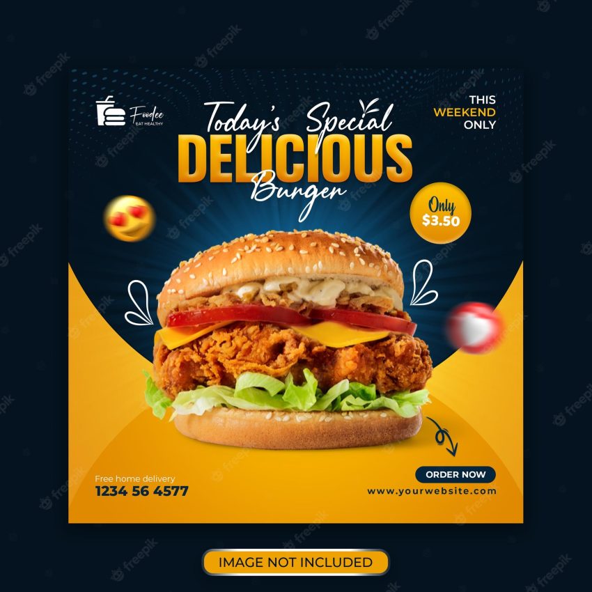 Delicious burger and food menu social media banner template premium psd