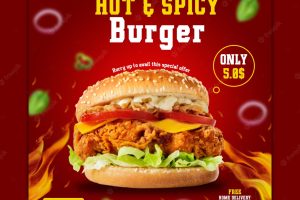 Delicious burger and food menu social media post and banner