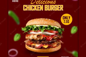 Delicious burger and food menu social media template and banner