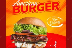 Delicious burger and food menu social media template