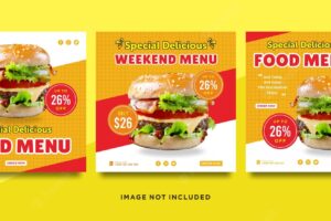 Delicious food menu and restaurant social media post template
