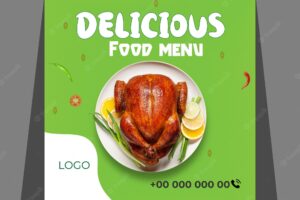 Delicious and modern food social media post design template