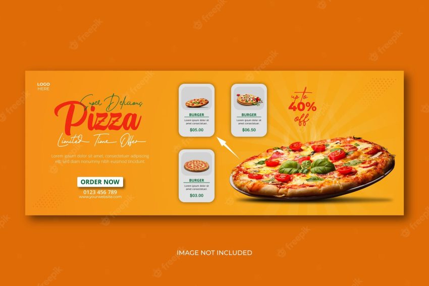 Delicious pizza and food menu social media banner template