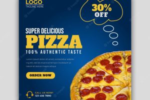 Delicious pizza and food menu social media banner template
