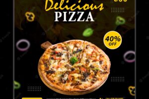 Delicious pizza and food menu social media post