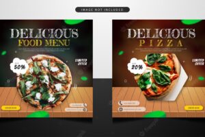 Delicious pizza food social media banner template design