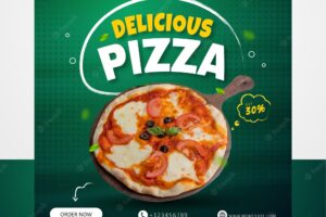 Delicious pizza food social media promotion post banner template