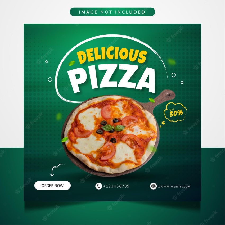 Delicious pizza food social media promotion post banner template