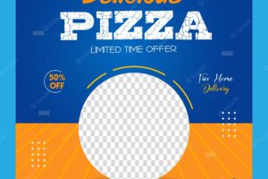 Delicious pizza social media template free vector