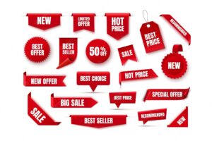 Discount labels and tags new offer tags best seller badges