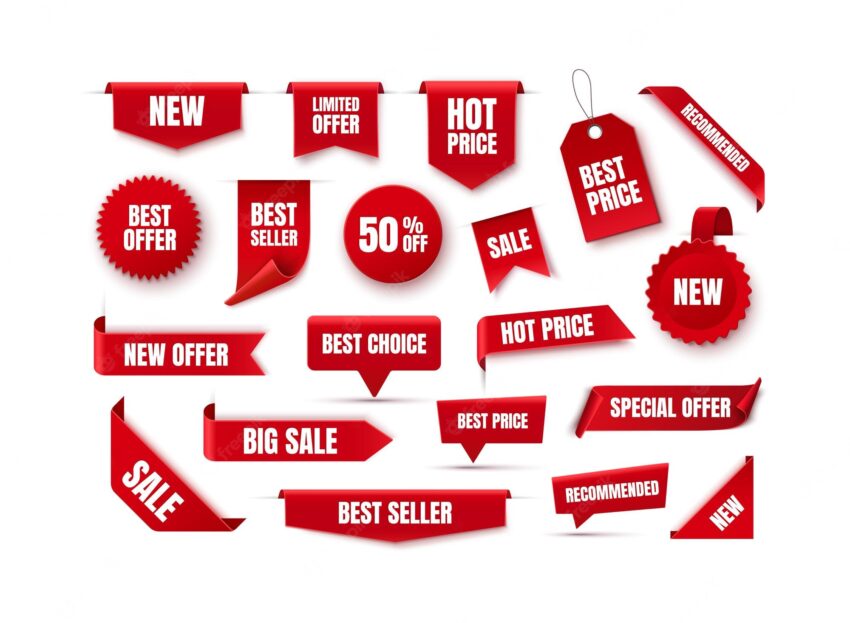 Discount labels and tags new offer tags best seller badges